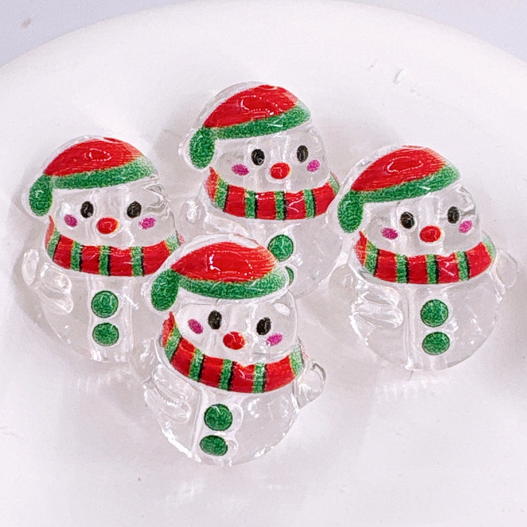 Clear Snowman Acrylic Beads 19mm Christmas 3D Design 100pcs