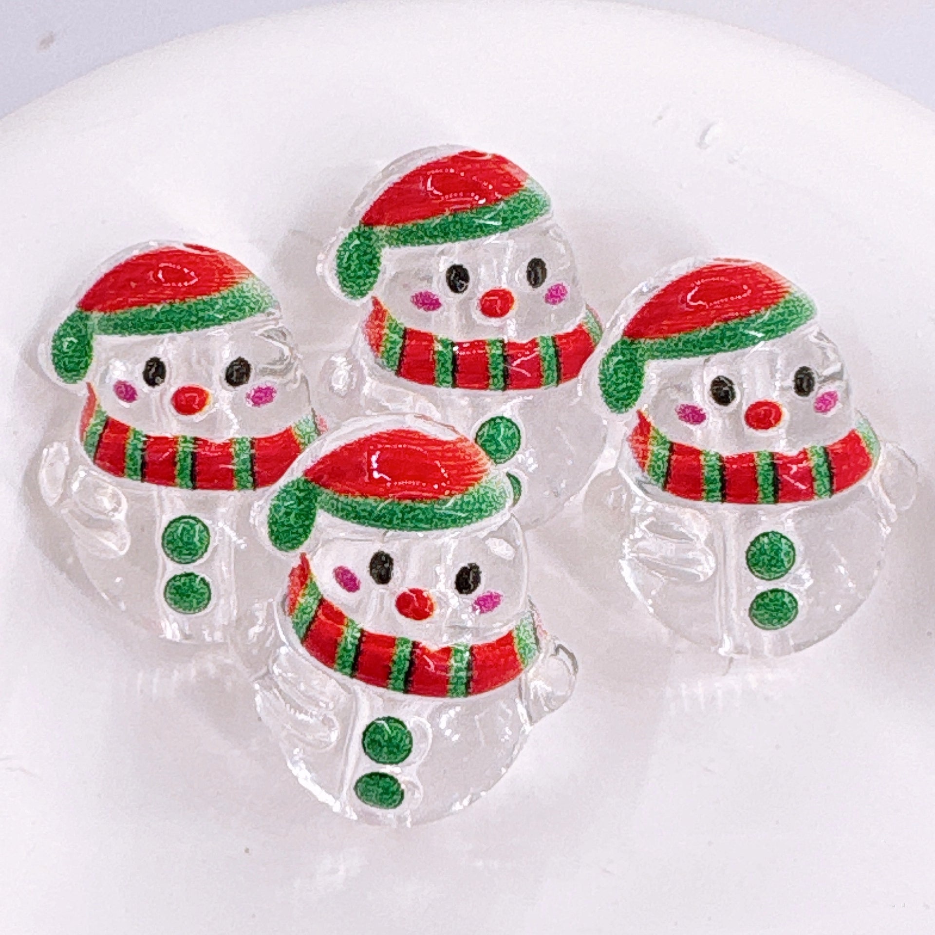 Clear Snowman Acrylic Beads 19mm Christmas 3D Design 100pcs