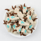 Western Cross Bull Skull 3D Silicone Focal Beads 20pcs