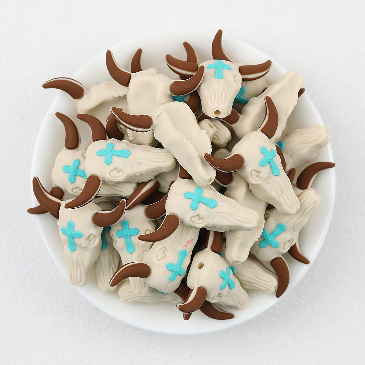 Western Cross Bull Skull 3D Silicone Focal Beads 20pcs