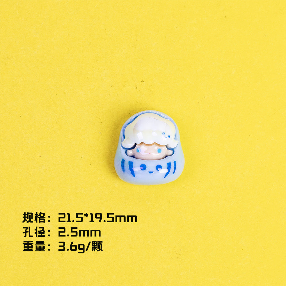 Plating POP BEAN Lucky Star Series Resin Beads Whimsical Characters 10pcs 10