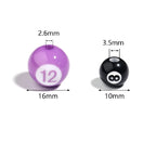Colored Billiard Ball Round Acrylic Beads 16mm Glossy 10pcs 2