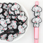 Cute Elephant Holding Flowers Silicone Focal Beads 20Pcs 