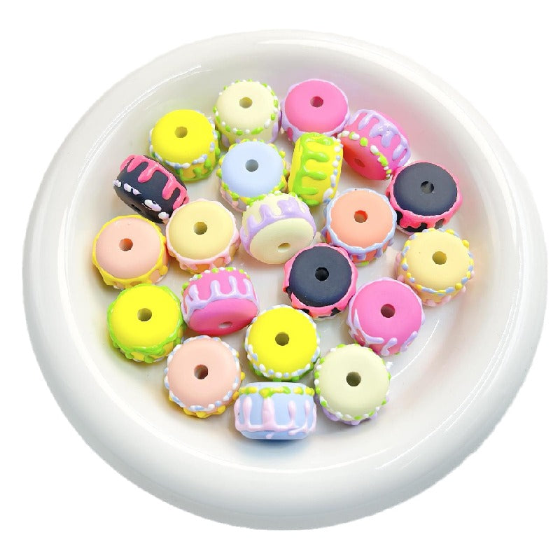 Painted Cake Acrylic Beads 14x20mm Colorful Dripping Icing 10pcs 5