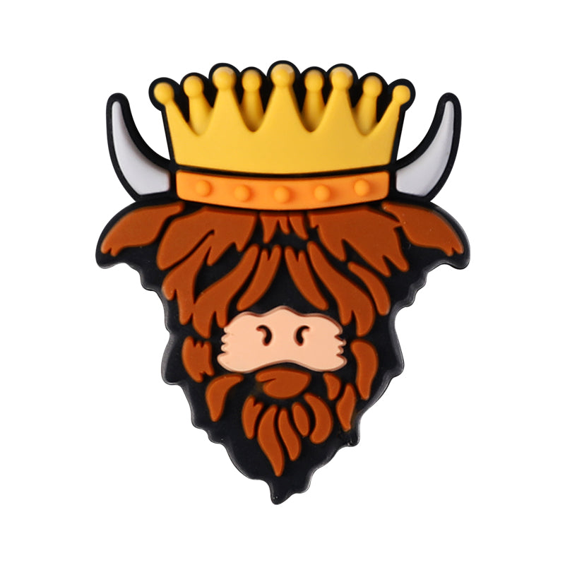 Silicone Focal Beads Highland Cattle Wearing Police Hat Crown 20pcs 19