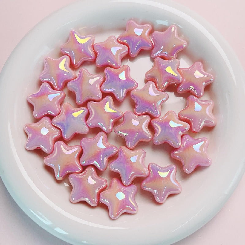 Opaque Star Acrylic Beads 22mm Glossy Colorful 10pcs 11