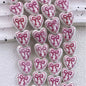 Heart Ceramic Beads 15mm Bow Pattern Lace Glazed 10pcs 2