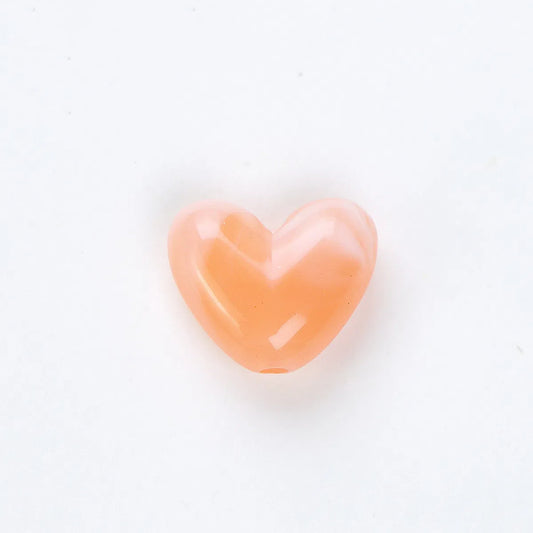 Vintage V Shaped Heart Acrylic Beads 14mm Glossy Swirl Colors 100pcs 2