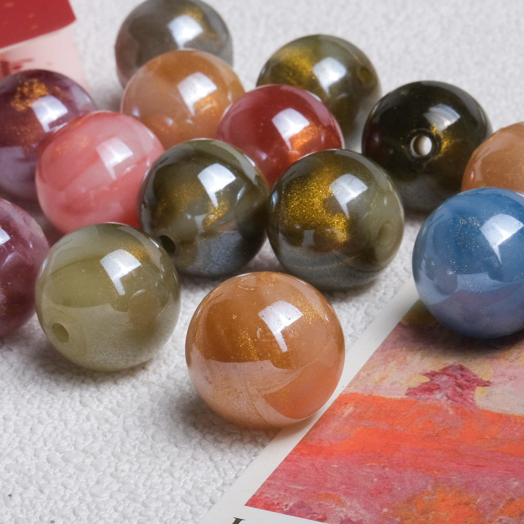 Plated Bubblegum Beads 20mm Vintage Fluid Gilded Marbled 50pcs 2