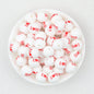Valentine Theme 15mm Silicone Beads Printed Pattern 50pcs - White LOVE