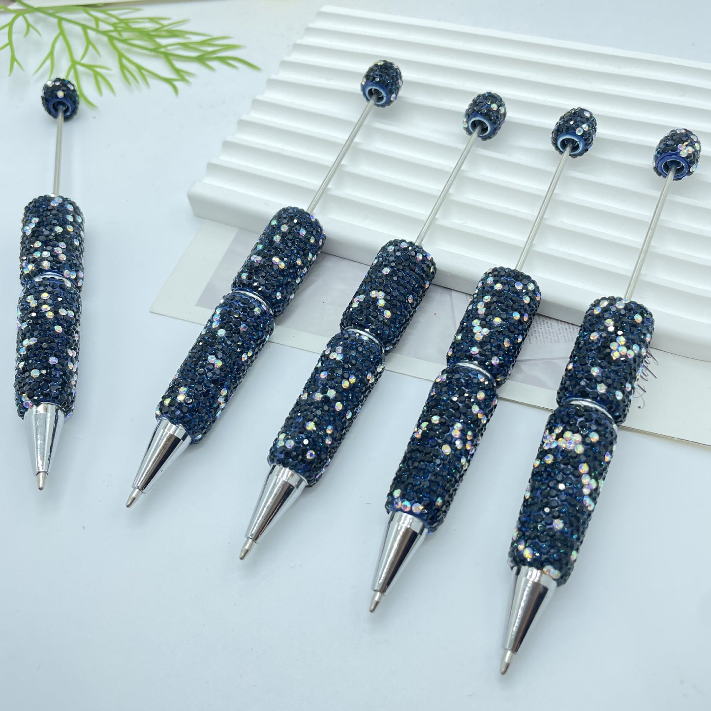 Beadable Pen Full Rhinestone Shimmering Lotus Purple Ballpoint 7