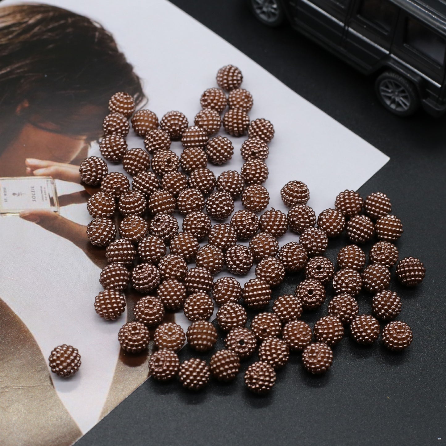 Opaque Bubblegum Beads 20mm Imitation Pearl Waxberry Textured 200pcs 14