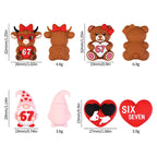 3D Highland Cow Silicone Focal Beads Wholesale, Six Seven 67 Red Love Heart Character