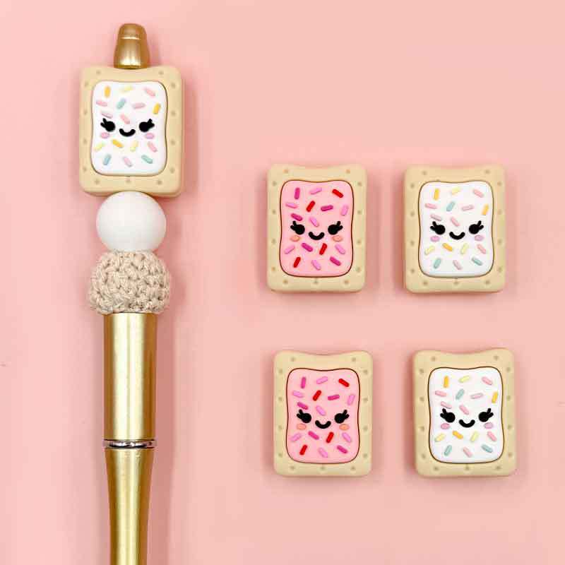 Silicone 3D Cheese Cracker Focal Beads Cute Biscuit Shape 20pcs 4