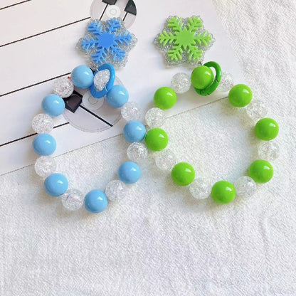 Acrylic Snowflake Beaded Keychain Plastic Resin Frosty Colors 2