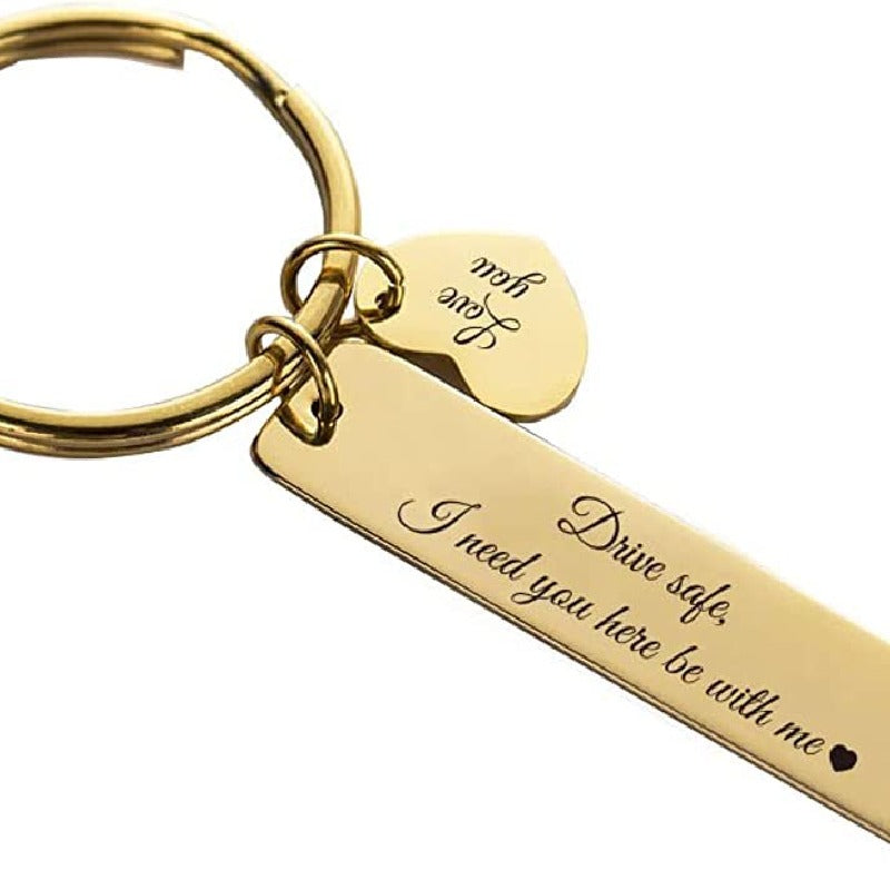 Alloy Drive Safe Couple Keychain Stainless Steel Gold Silver 4