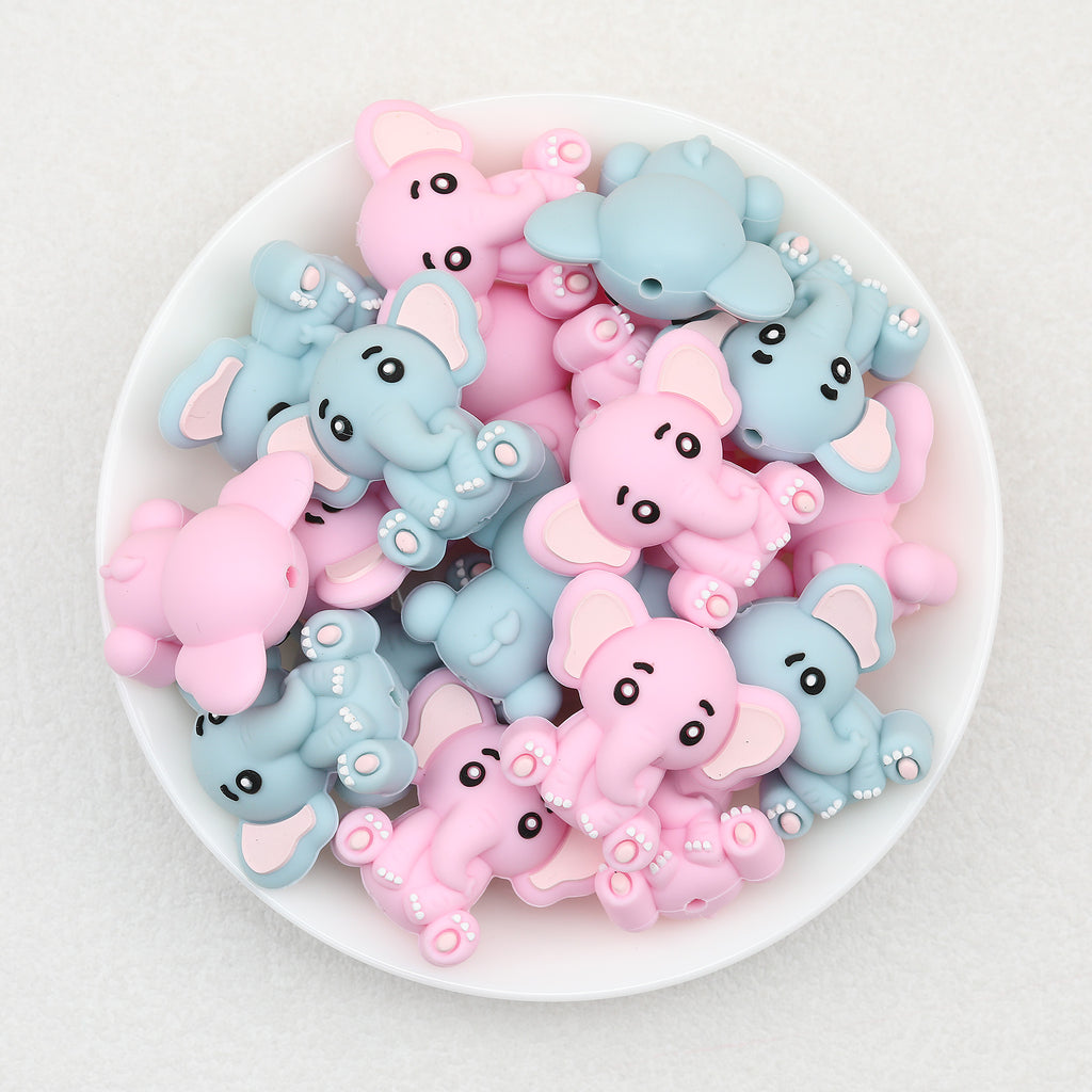 Cute 3D Elephant Silicone Focal Beads 20pcs 2