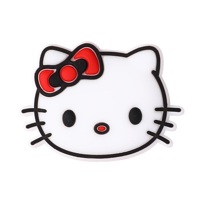 Silicone Focal Beads KT Cat Head With Pink and Red Bow 20pcs 5
