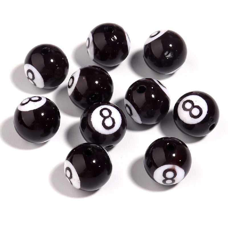 Colored Billiard Ball Round Acrylic Beads 16mm Glossy 10pcs 13