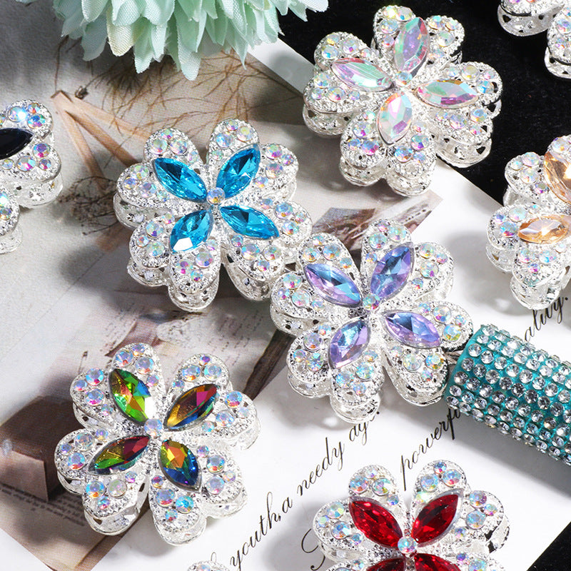 Alloy Clover Rhinestone Beads 30mm Fancy Decorative Charms 3pcs 3