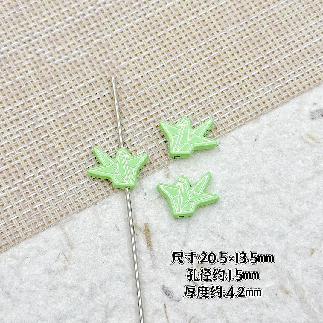 Folded Paper Crane Metal Beads 20mm Spray Painted Colorful Alloy 17