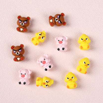 Silicone 3D Focal Beads Angry Animal Front Facing Expression 7