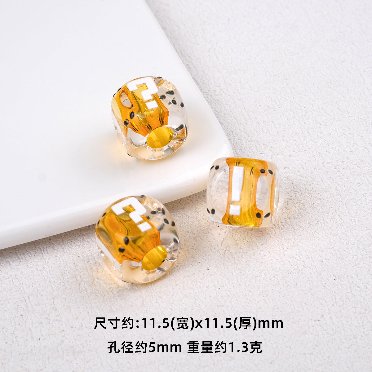Transparent Dyed Core Acrylic Question Mark Cube Beads 20pcs 11mm 12