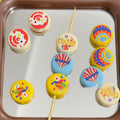 Flat Circus Pattern Acrylic Tube Beads 18mm Mixed Colors 20pcs