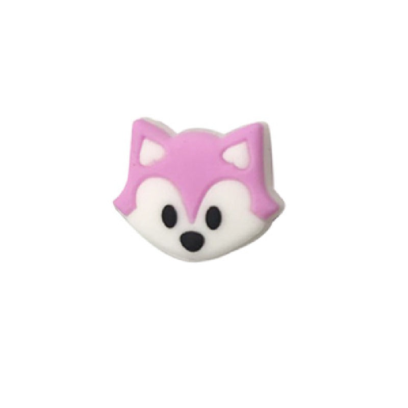 Silicone Focal Beads Fox Face Pastel Colors 20pcs 2