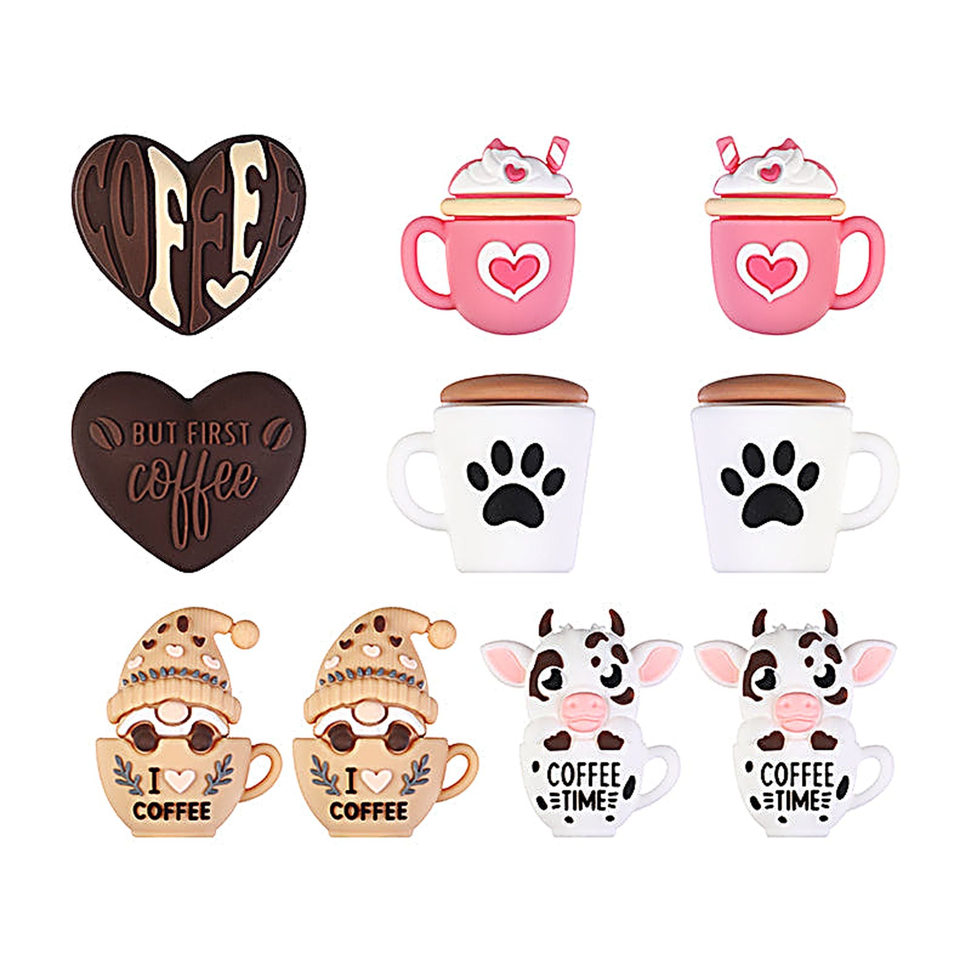3D Coffee-Themed Silicone Focal Beads Cute Coffee Cups 20pcs