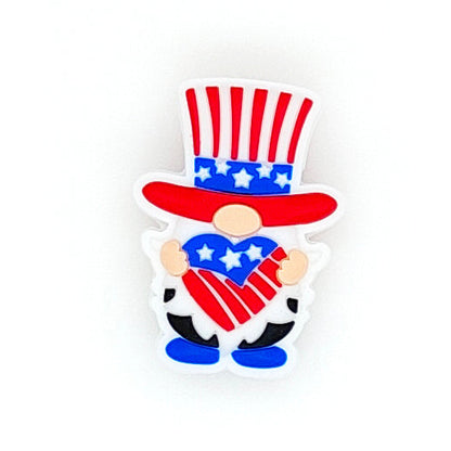 Silicone Focal Beads Independent Day US Flag Cowboy Boots Hearts 20pcs 8