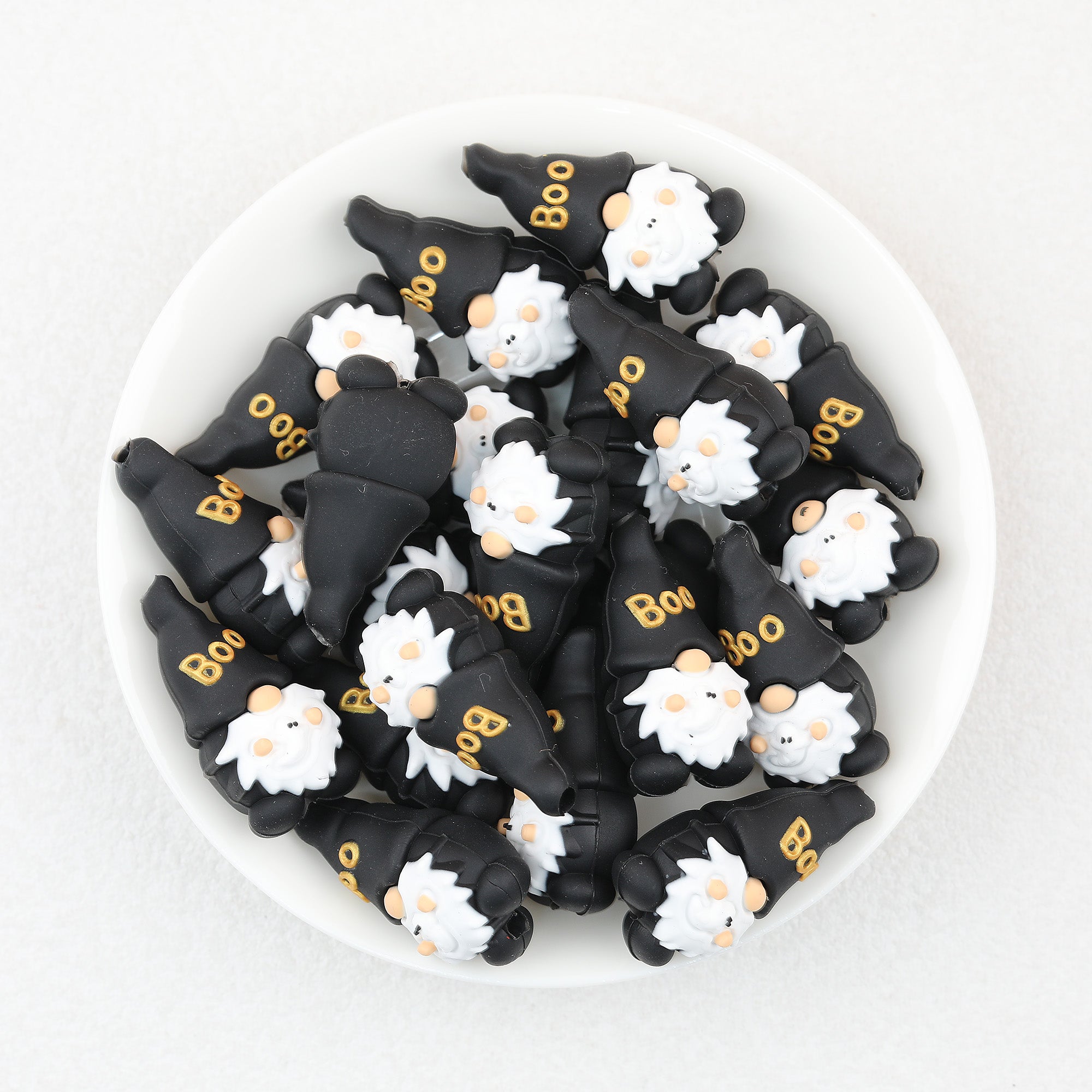 3D Halloween BOO White Ghost Dwarf Silicone Focal Beads 20Pcs  2