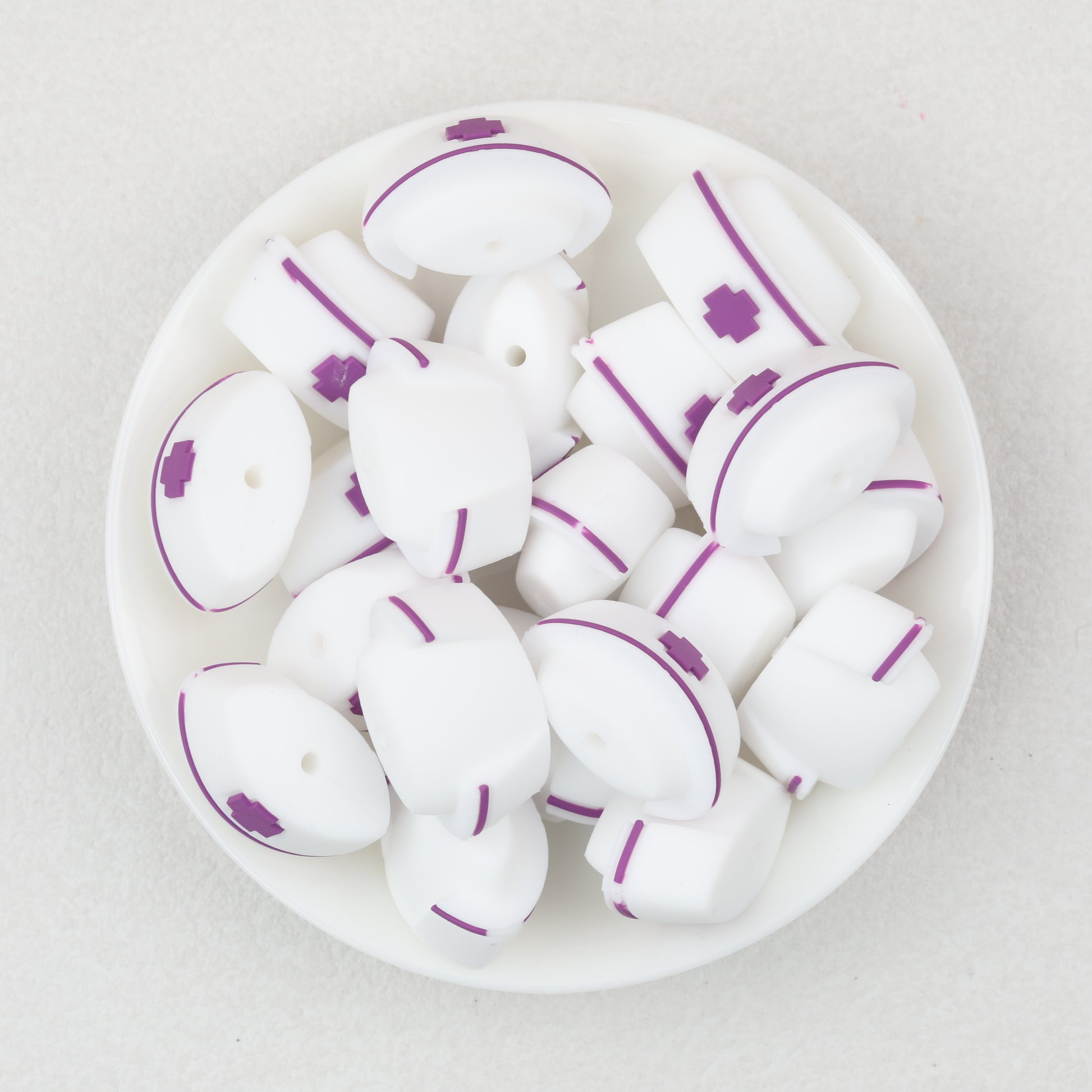 3D Colorful 3D Nurse Cap Silicone Focal Beads 20 Pcs 6