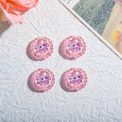 20mm Round Dopamine Color Cookie Style Acrylic Beads 20pcs 8