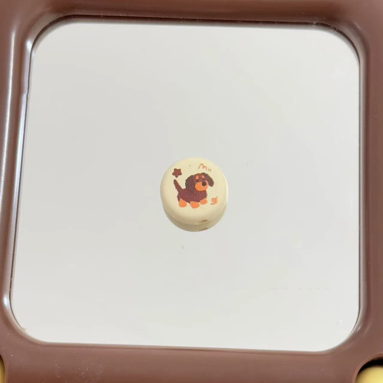 Flat Rubberized Acrylic Beads 16mm Panda Dachshund Pattern 10pcs 4