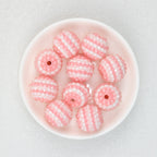 Colorful Round Resin Beads Wholesale, Striped Rhinestone Bubblegum Red White Stripe Pattern, 20mm