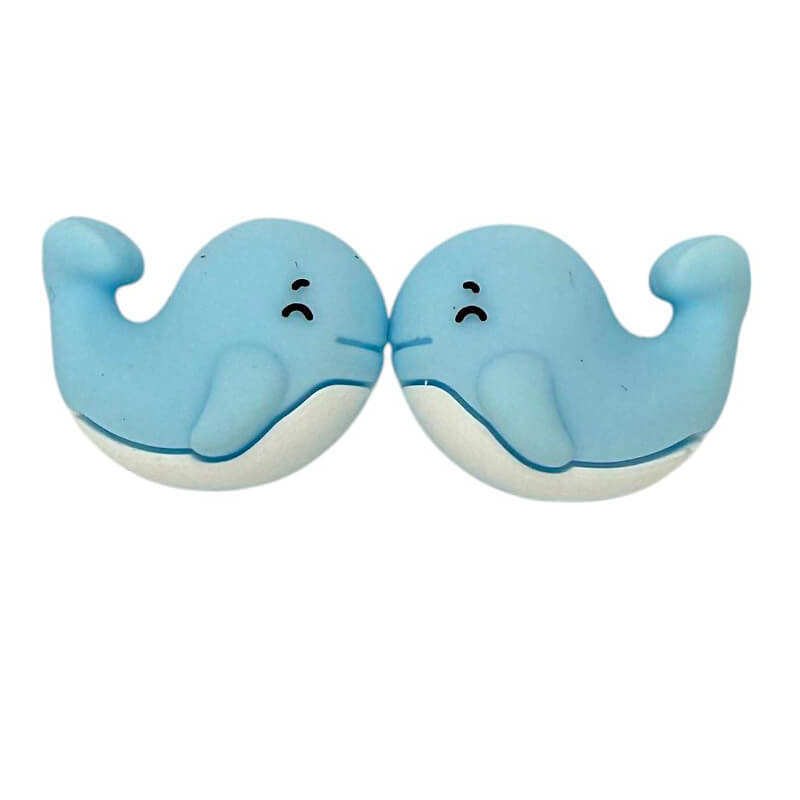 Silicone 3D Focal Beads Blue Whale Baby Smiling Faces 20pcs
