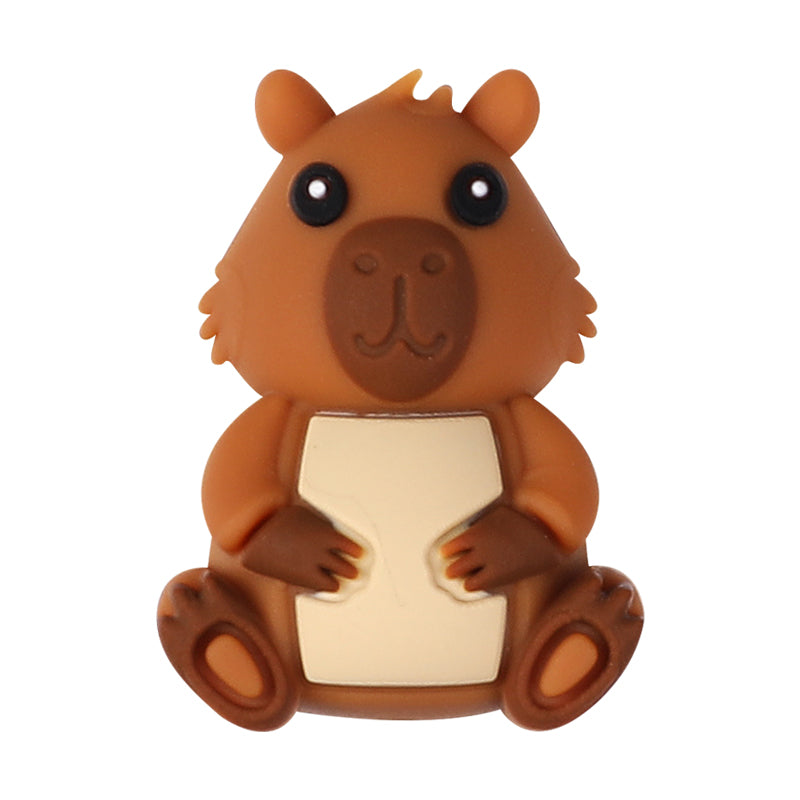 Silicone 3D Focal Beads Capybara Holding Books Flowers Turtles 20pcs 12