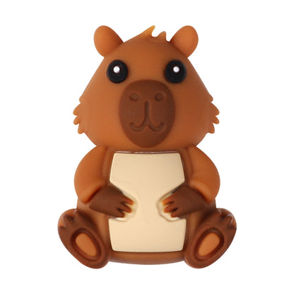 Silicone 3D Focal Beads Capybara Holding Books Flowers Turtles 20pcs 12