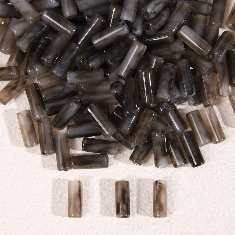Dual-Color Tube Acrylic Beads 18x7mm Glossy Swirls 200pcs 19