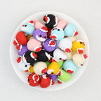 3D Santa Beard Silicone Focal Beads Wholesale, Christmas Glitter Red-White Details