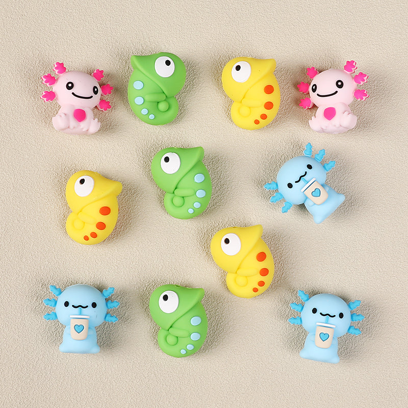 Silicone 3D Focal Beads Reptile Salamander Chameleon Expressive Eyes 20pcs 4