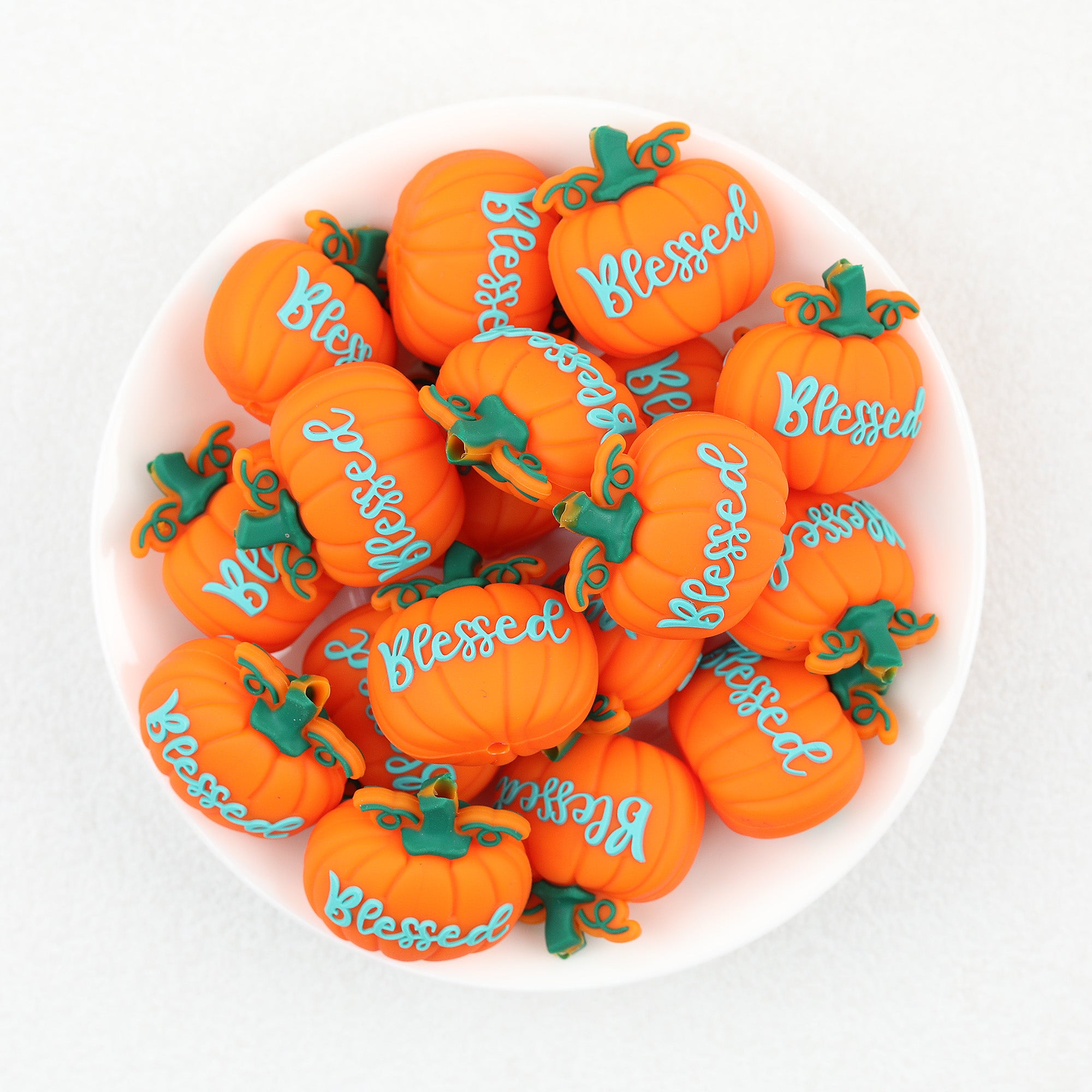  3D Thanksgiving Blessed Pumpkin Silicone Focal Beads 20Pcs 2