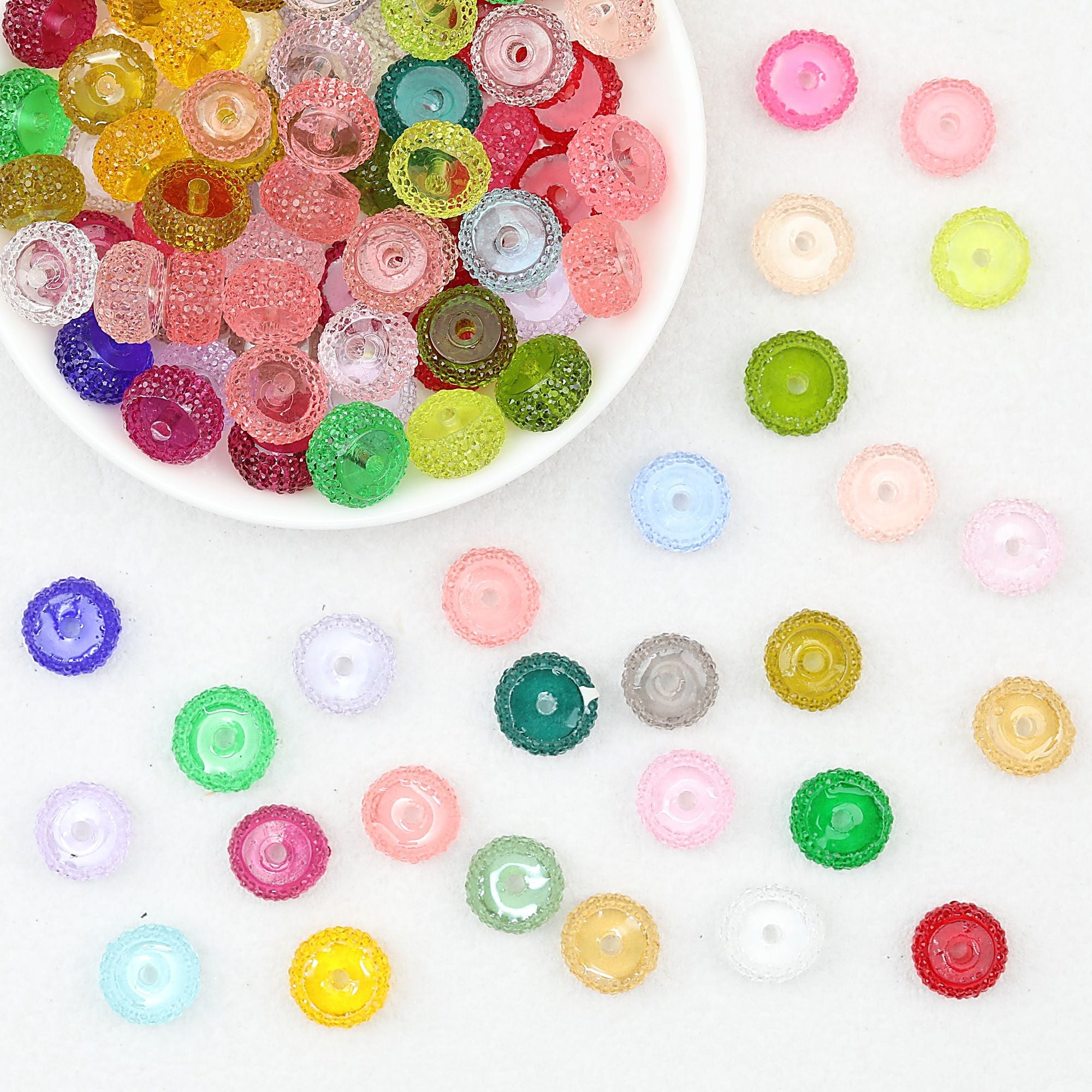 Sugar Resin Round Spacer Beads Clear Colorful 100pcs 12mm