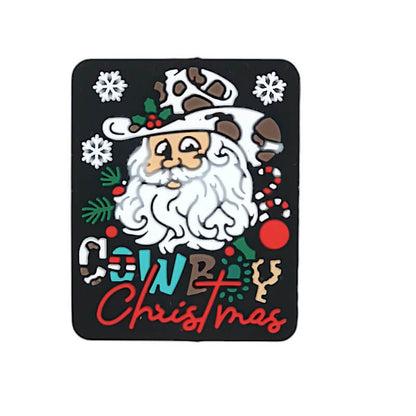 Silicone Focal Beads Santa Claus With Cowboy Hat Drifting Snow 1pcs
