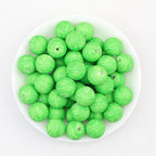 15mm Ocean Style Printed Round Silicone Beads Green Blue 50pcs - Green