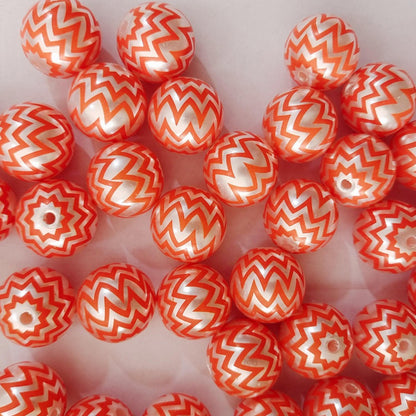 Halloween Style 20mm Chevron Pattern Bubblegum Acrylic Beads 10pcs 3