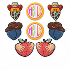 Silicone Focal Beads Retro Style Denim Masked Cowboy Circular Hello 20pcs
