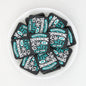 Blue Square Silicone Focal Beads with Text Design 20pcs 2