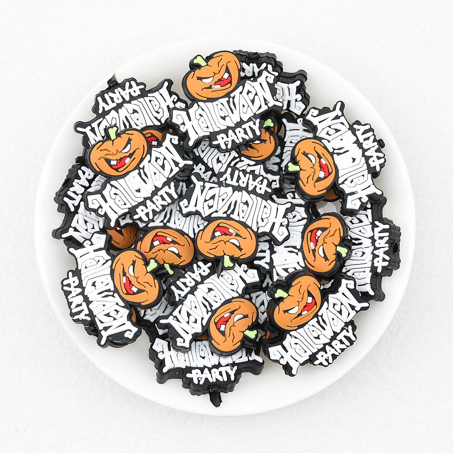 Halloween Pumpkin Silicone Focal Beads Spooky Party Design 20pcs - Pumpkin